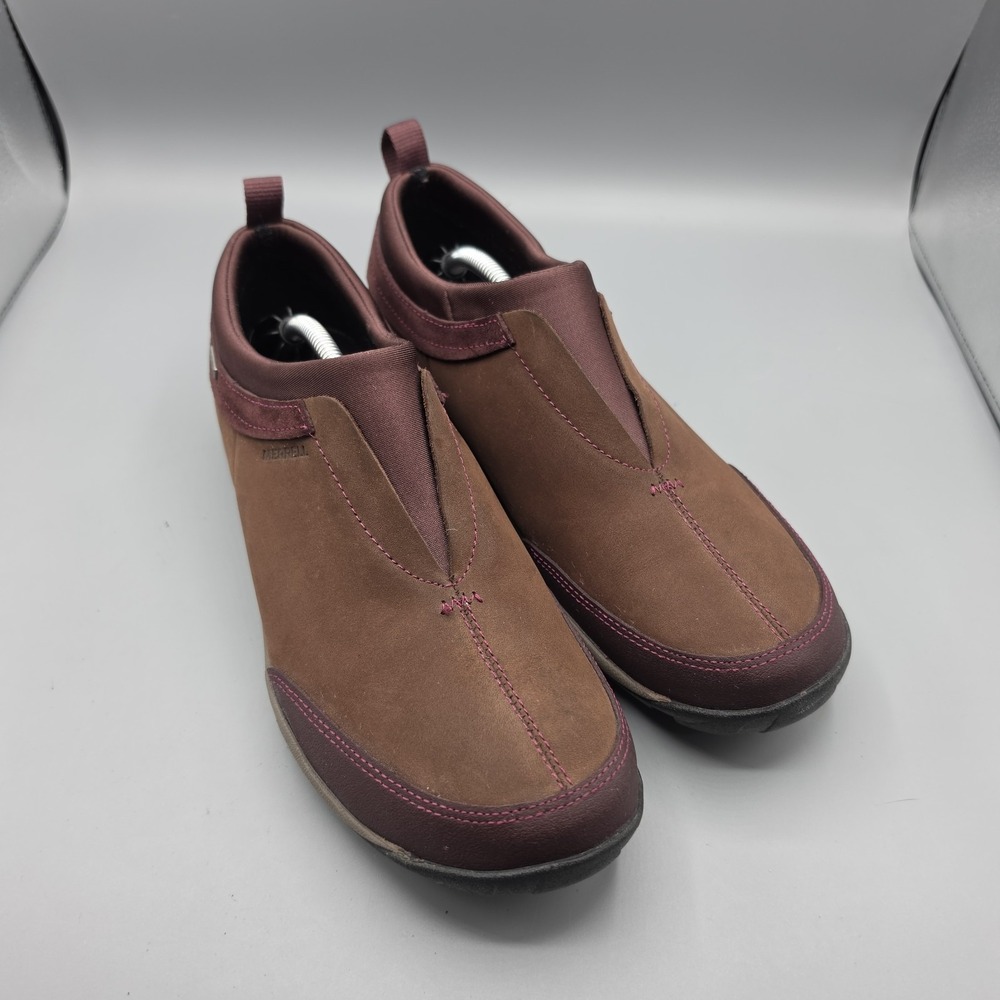 Merrell Dewbrook Shoes Womens 10 Brown Burgundy Leather Waterproof Insulated Moc